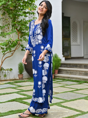 Blue Modal Embroidery Kurta Set