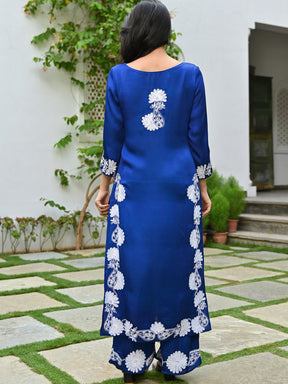 Blue Modal Embroidery Kurta Set