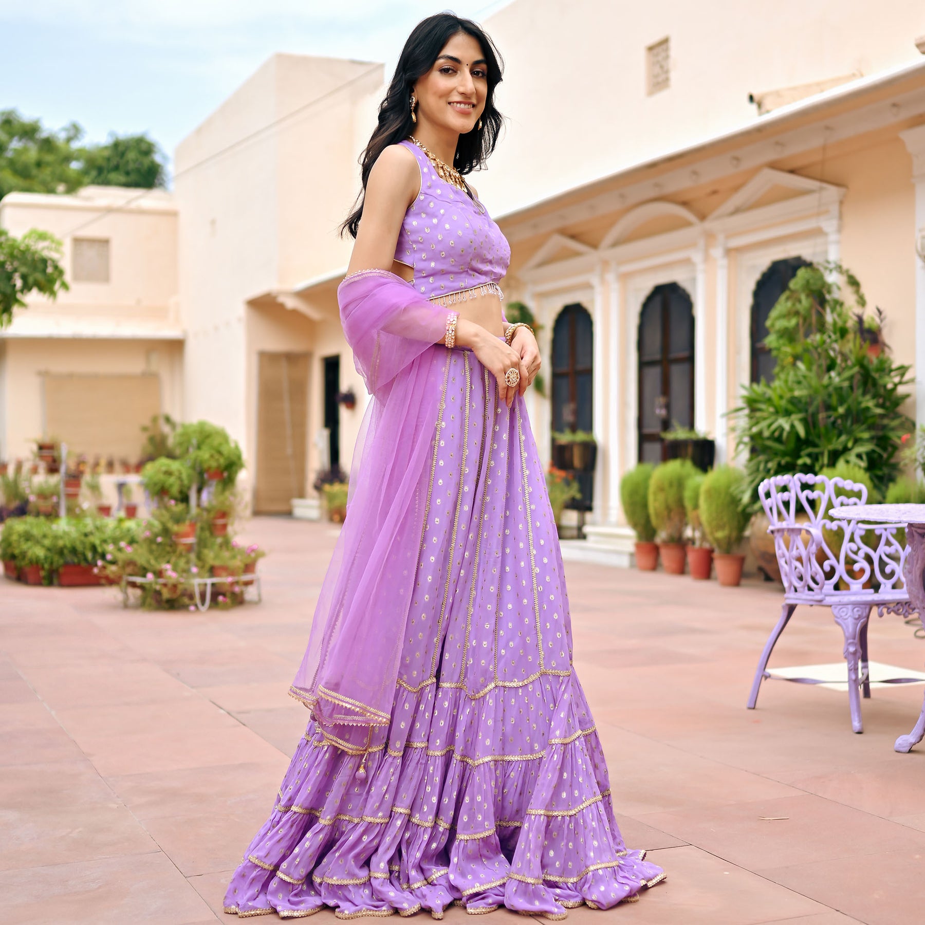 Lilac Georgette Lehenga Set