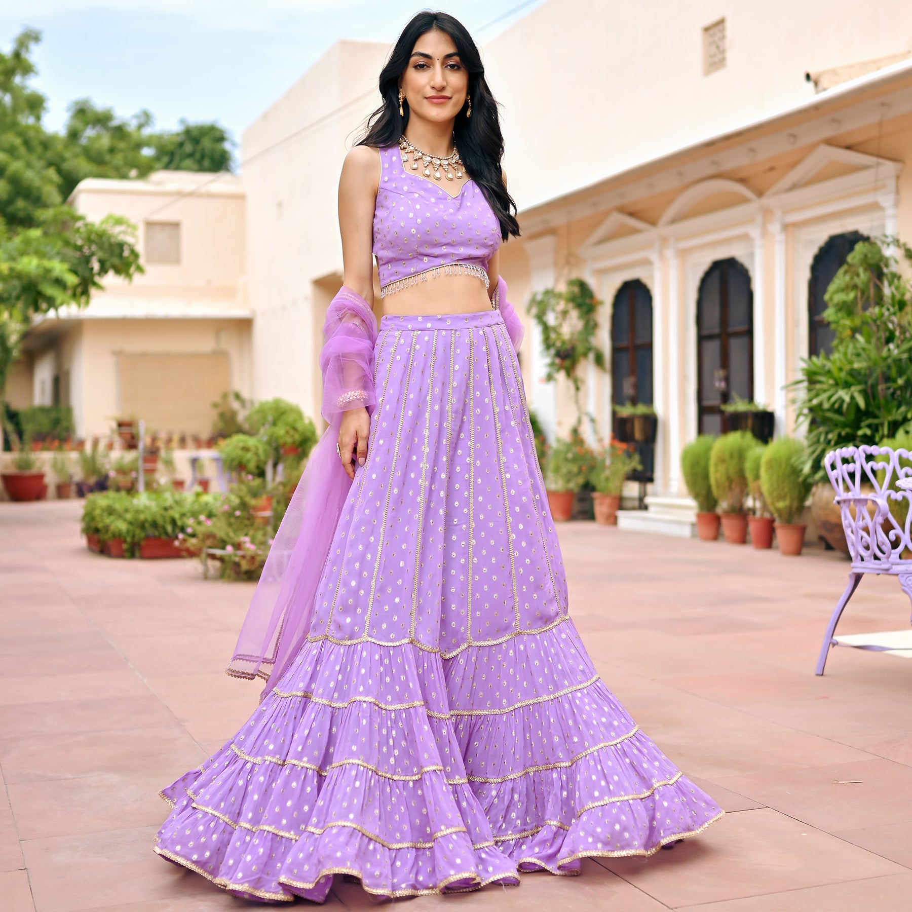 Lilac Georgette Lehenga Set