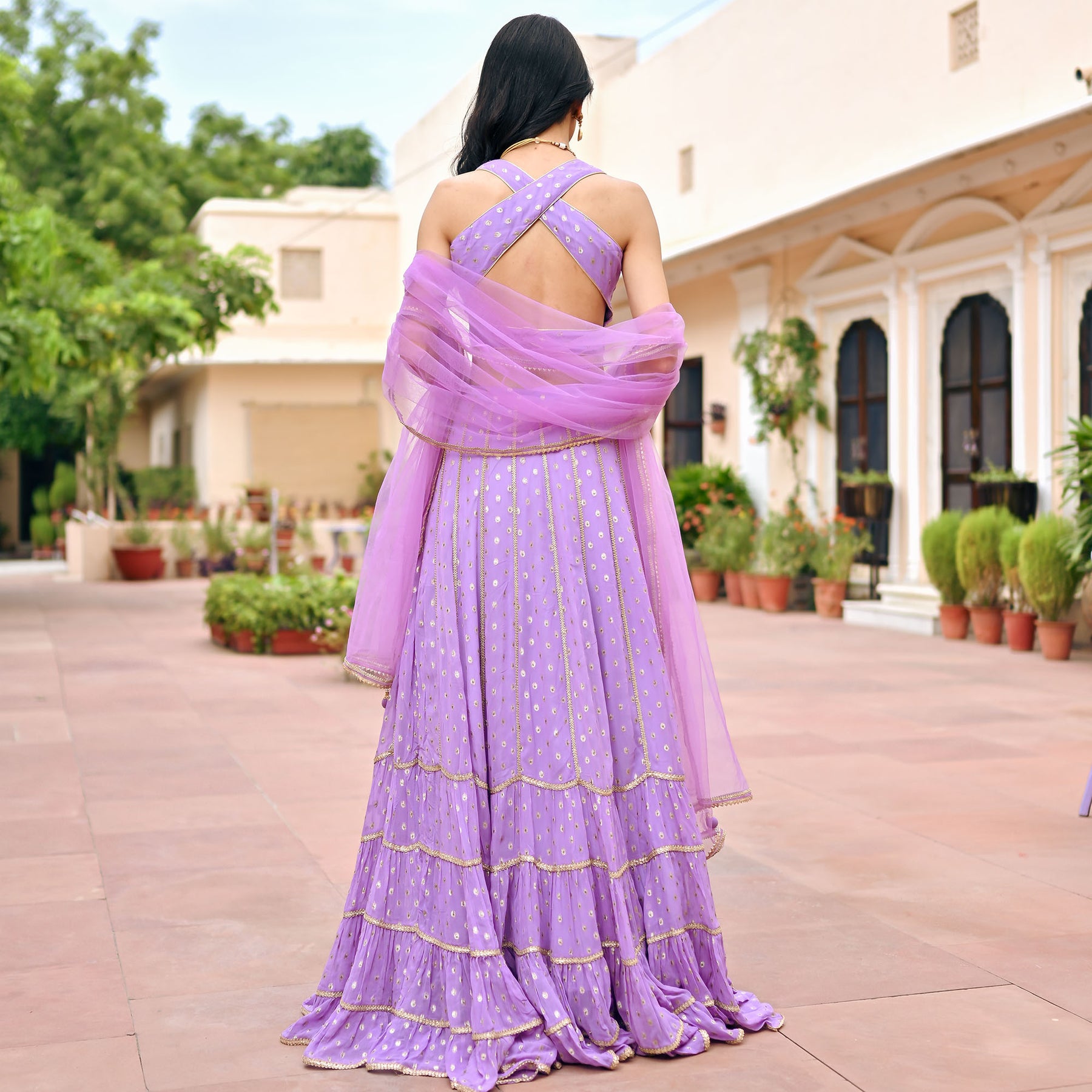 Lilac Georgette Lehenga Set