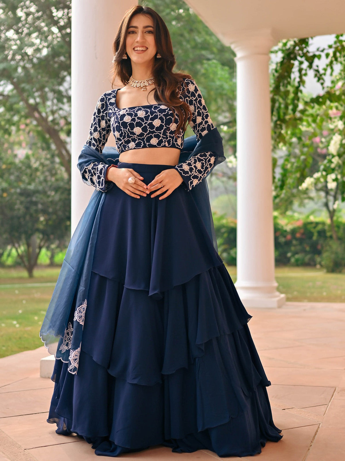 Blue Beads Lehenga Set