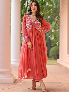 Nude Pink Anarkali Set