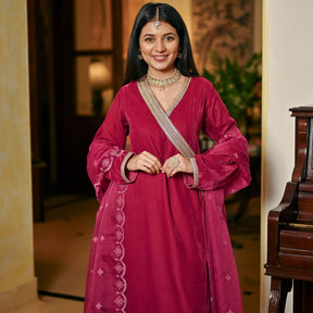 Pink Angrakha Churidar Set