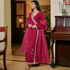 Pink Angrakha Churidar Set