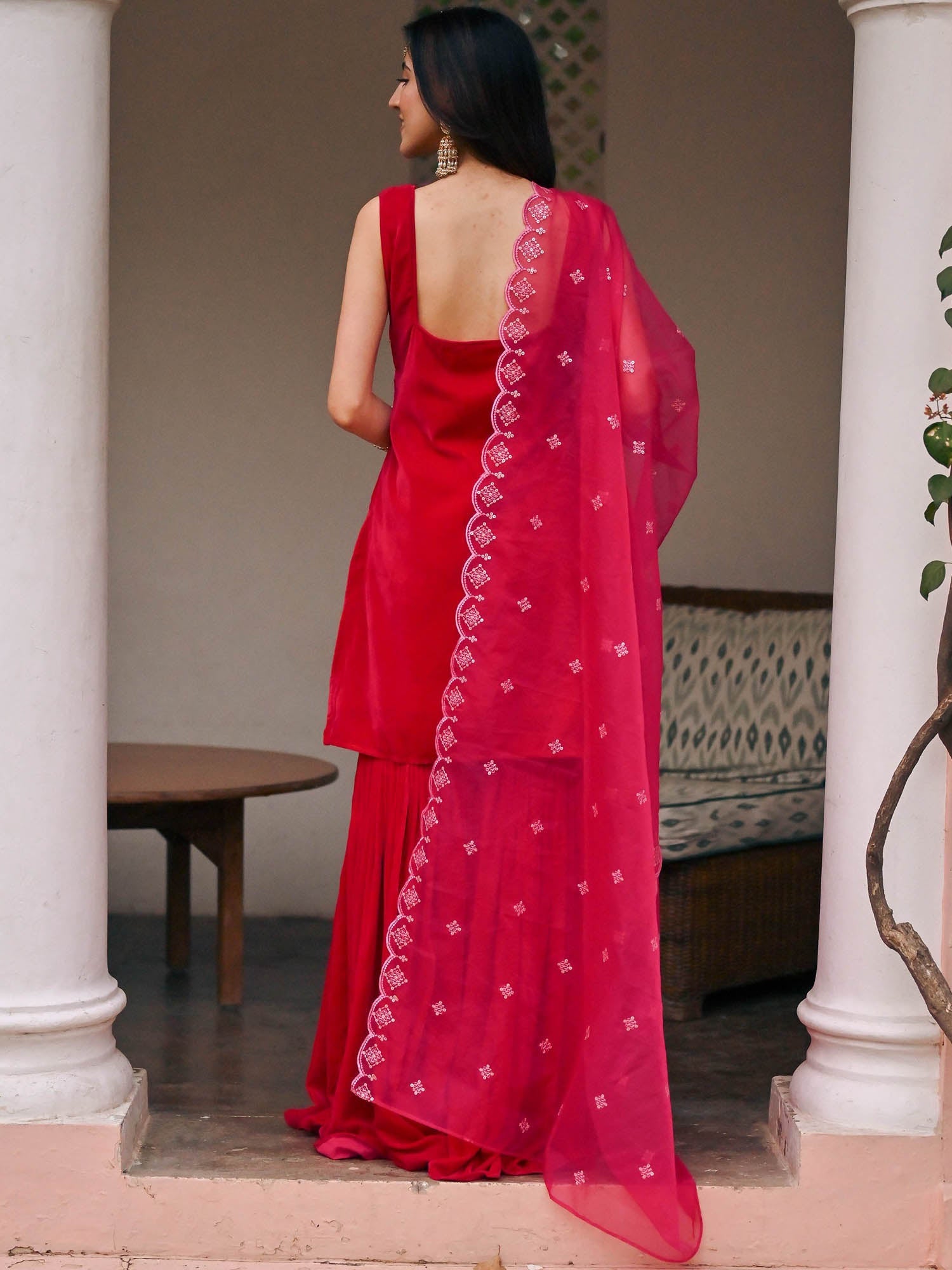 Pink Velvet Sharara Set