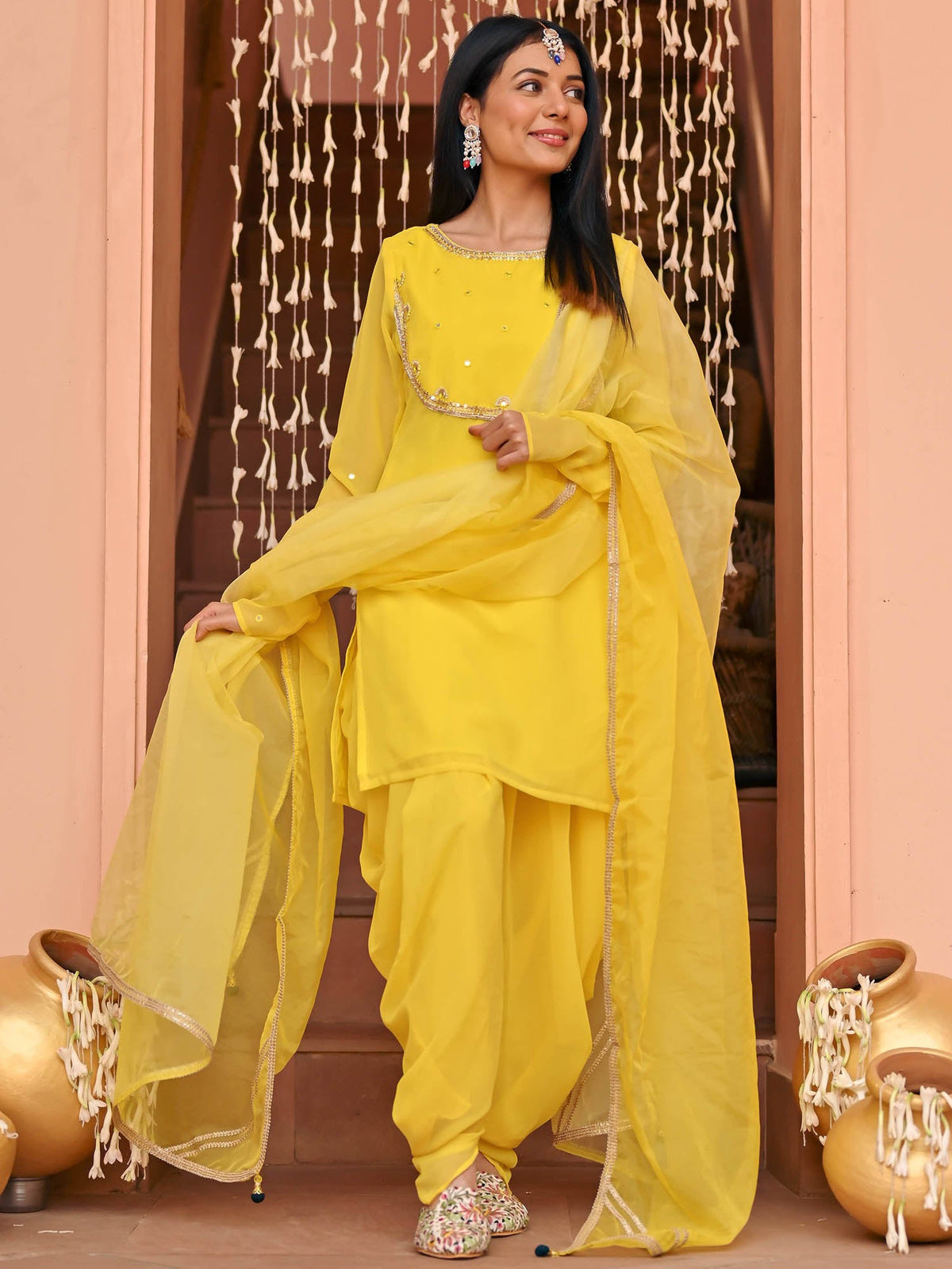 Yellow Patiala Georgette Set