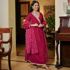 Pink Angrakha Churidar Set