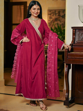 Pink Angrakha Churidar Set