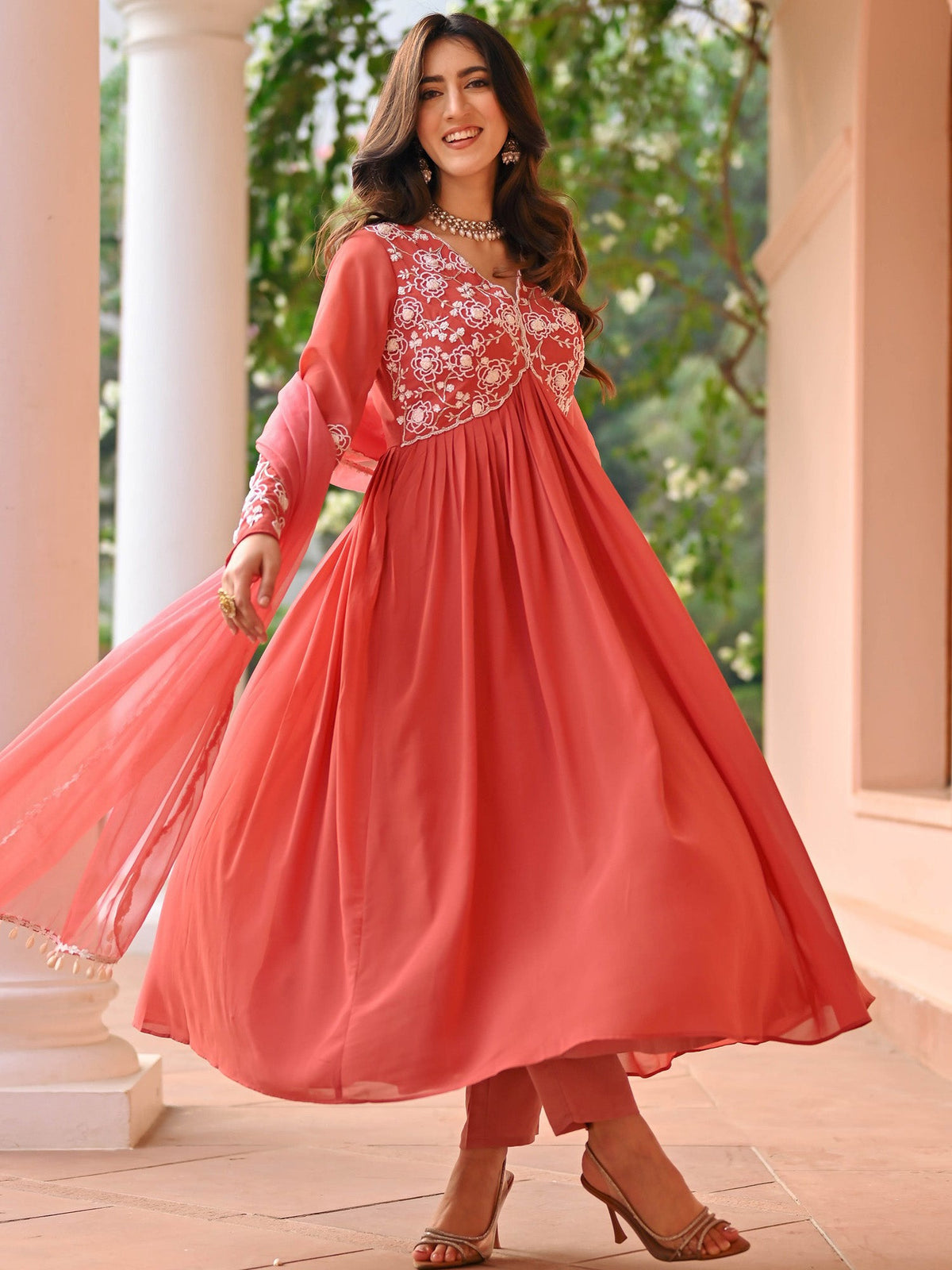 Nude Pink Anarkali Set