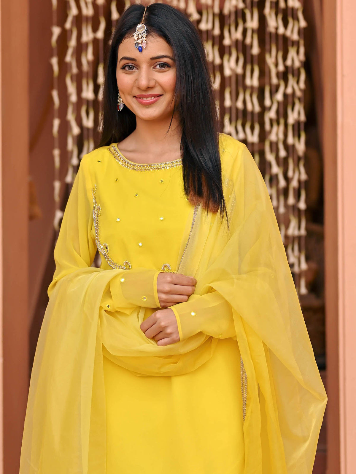 Yellow Patiala Georgette Set