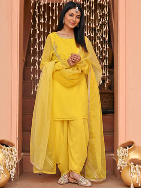 Yellow Patiala Georgette Set