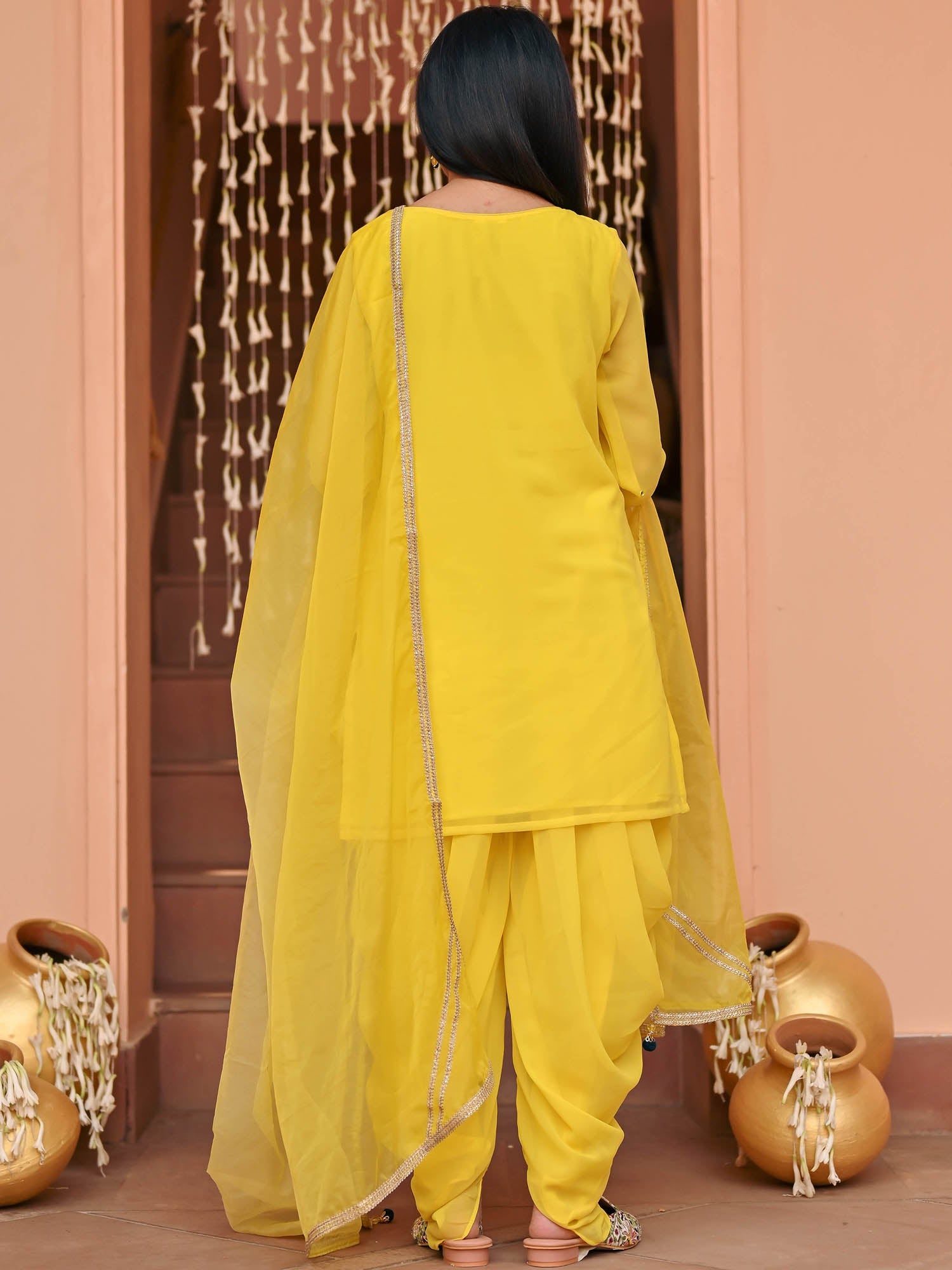 Yellow Patiala Georgette Set