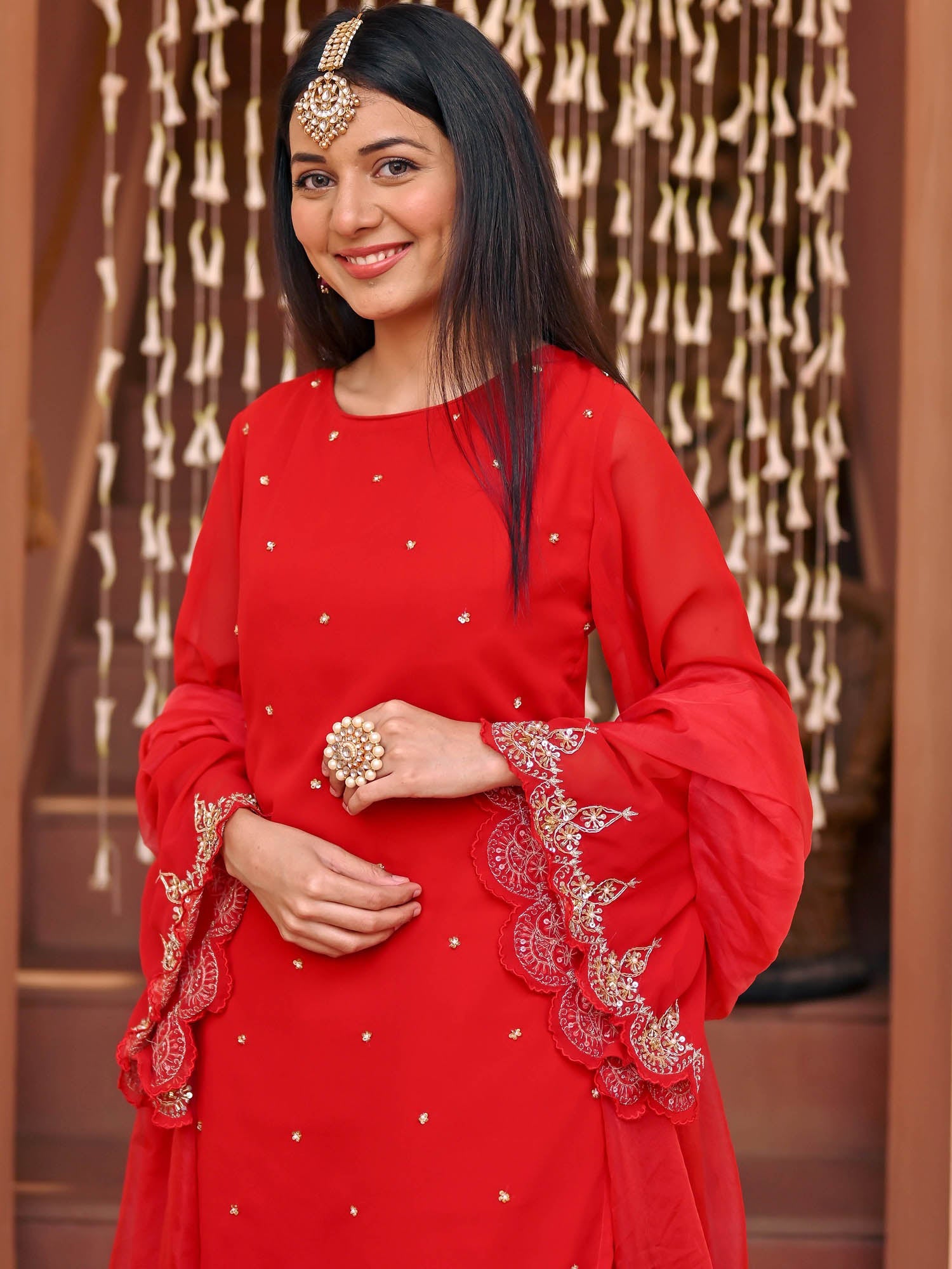 Red Georgette Patiala Set