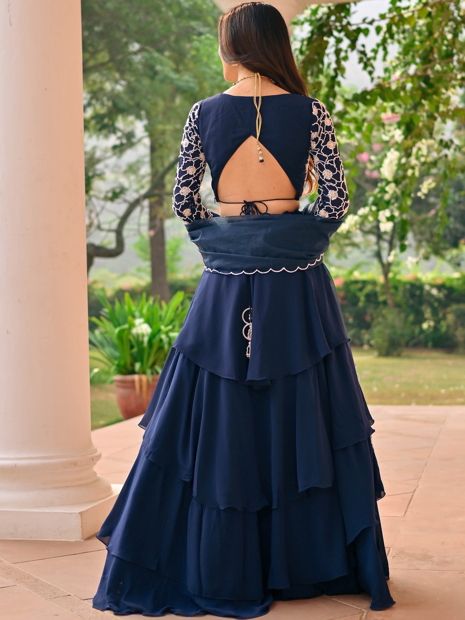 Blue Beads Lehenga Set