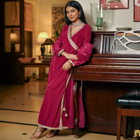 Pink Angrakha Churidar Set