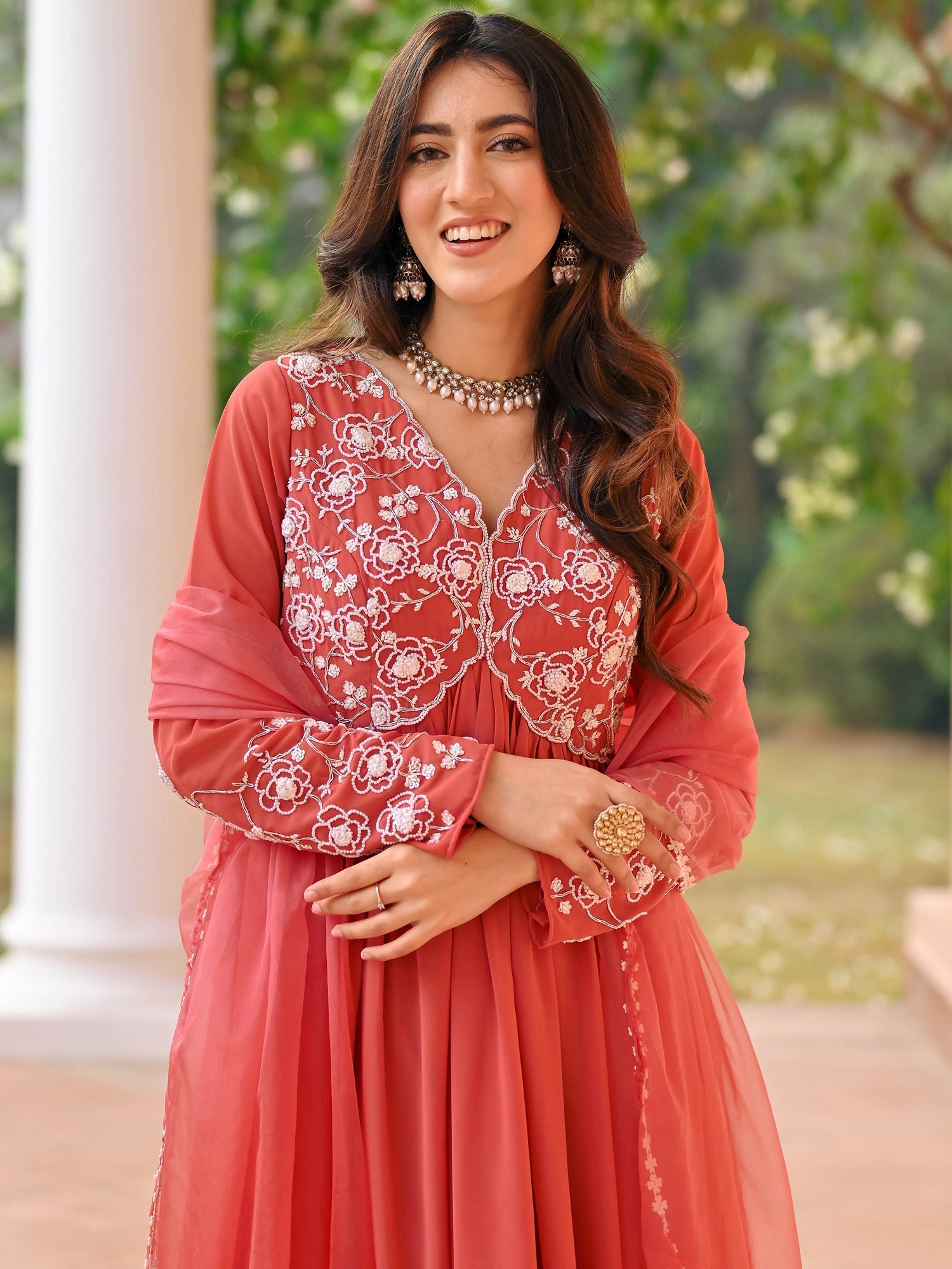 Nude Pink Anarkali Set