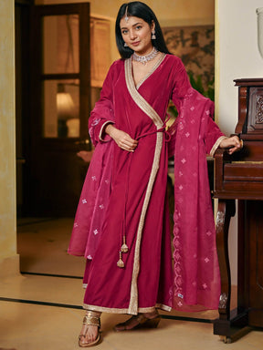 Pink Angrakha Churidar Set