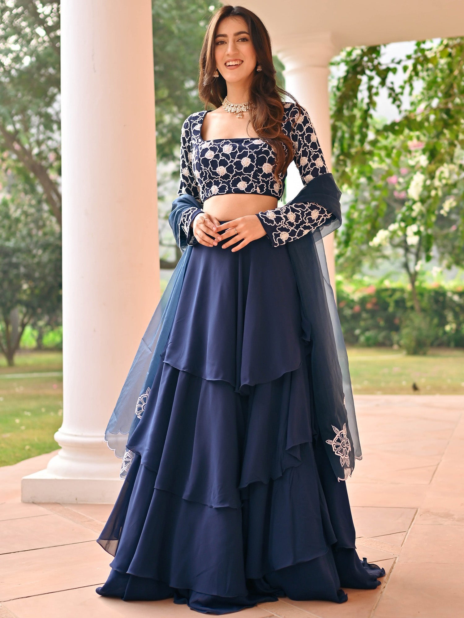 Blue Beads Lehenga Set