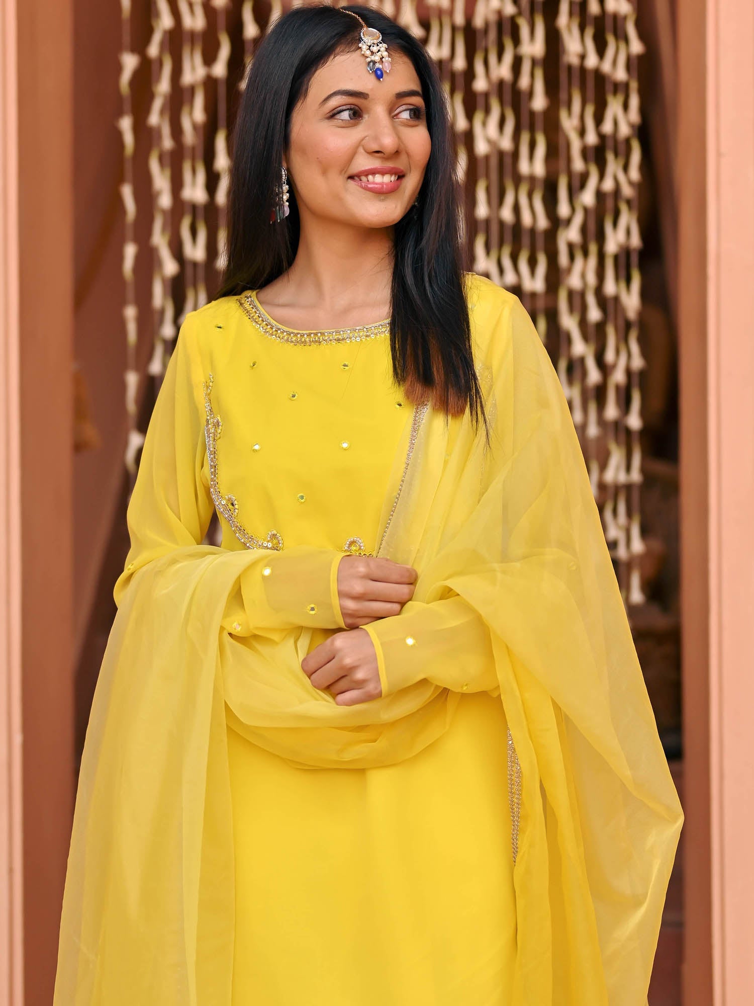 Yellow Patiala Georgette Set