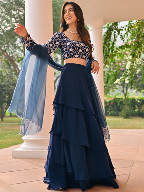 Blue Beads Lehenga Set