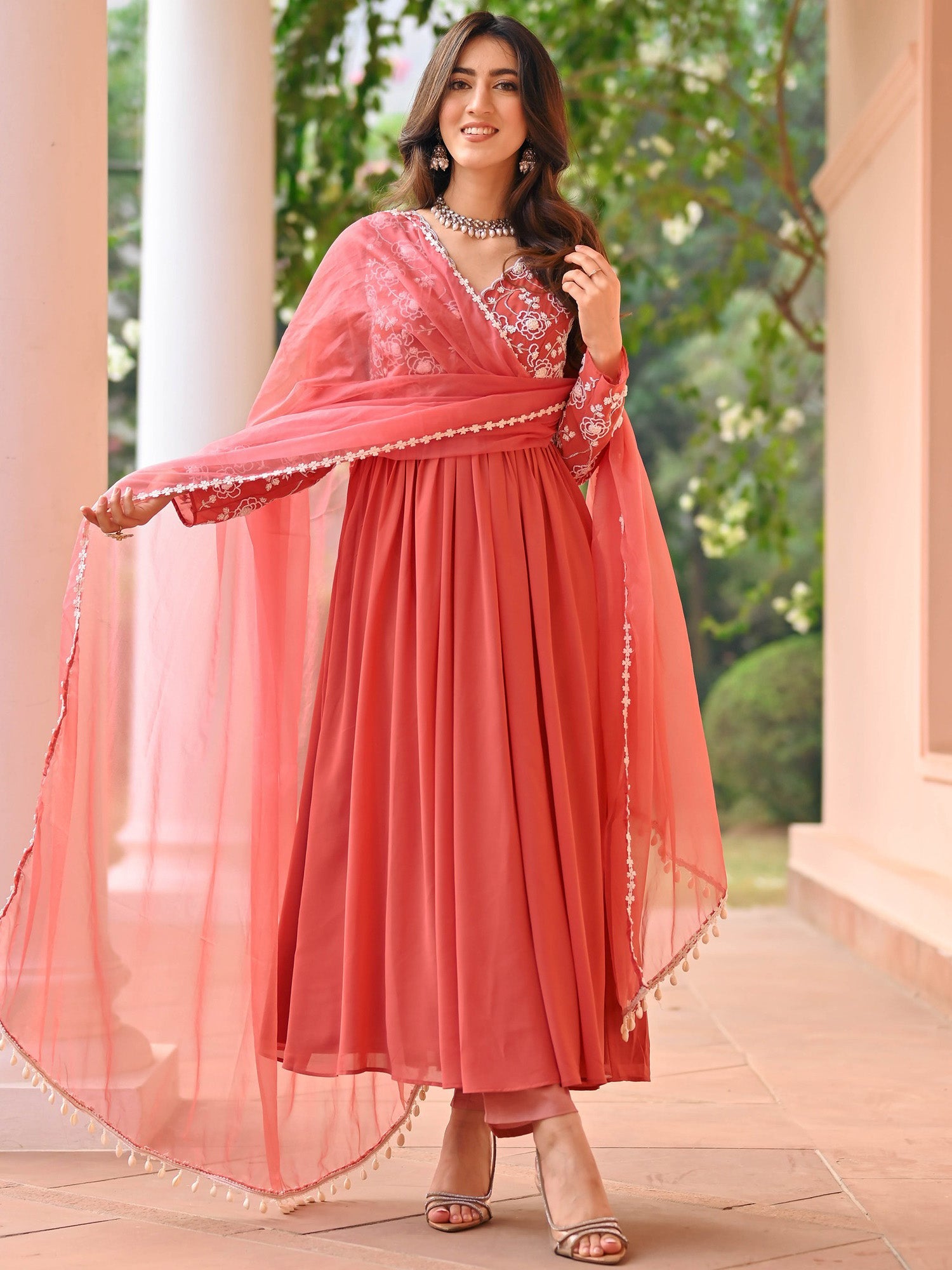 Nude Pink Anarkali Set