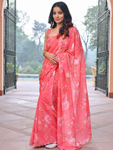 Peach Georgette Saree With Stitched Blouse