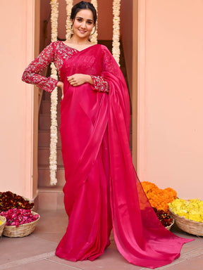 Pink Chiffon Ready to wear Saree