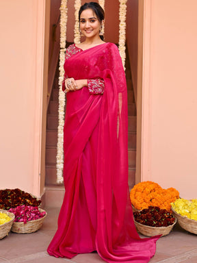 Pink Chiffon Ready to wear Saree