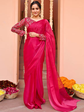 Pink Chiffon Ready to wear Saree