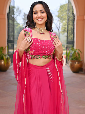 Pink Georgette Skirt Set