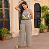 Grey Floral Embroidery Co-ord Set