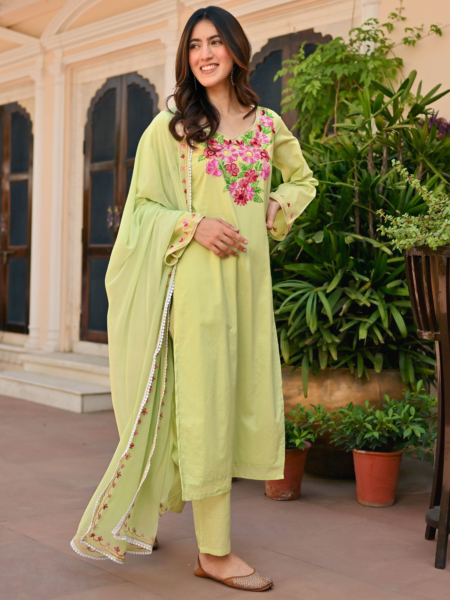 Light Green Aari Kurta Set