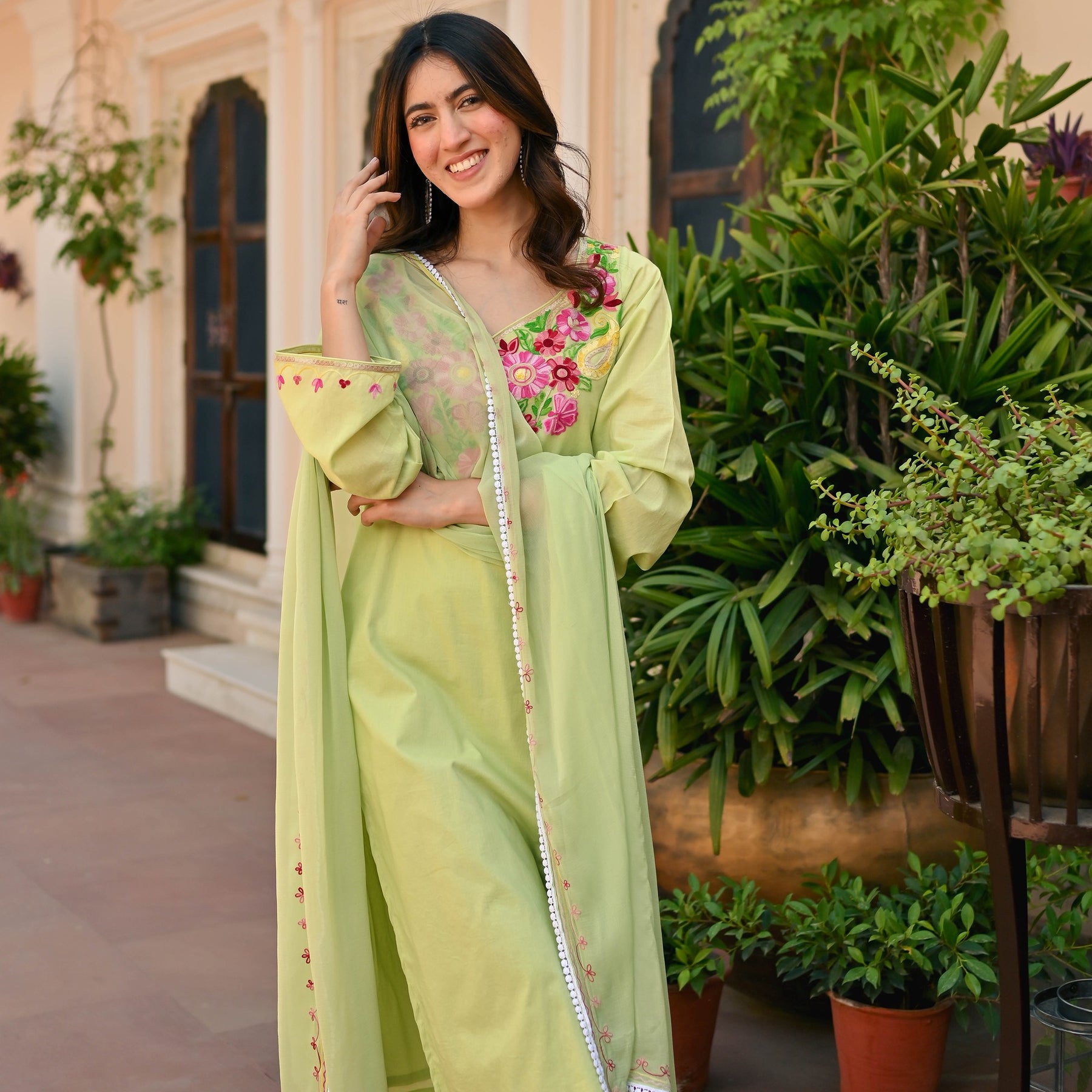 Light Green Aari Kurta Set