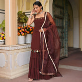 Brown Mirror Sharara Set