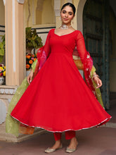 RED OMBRE ANARKALI SET