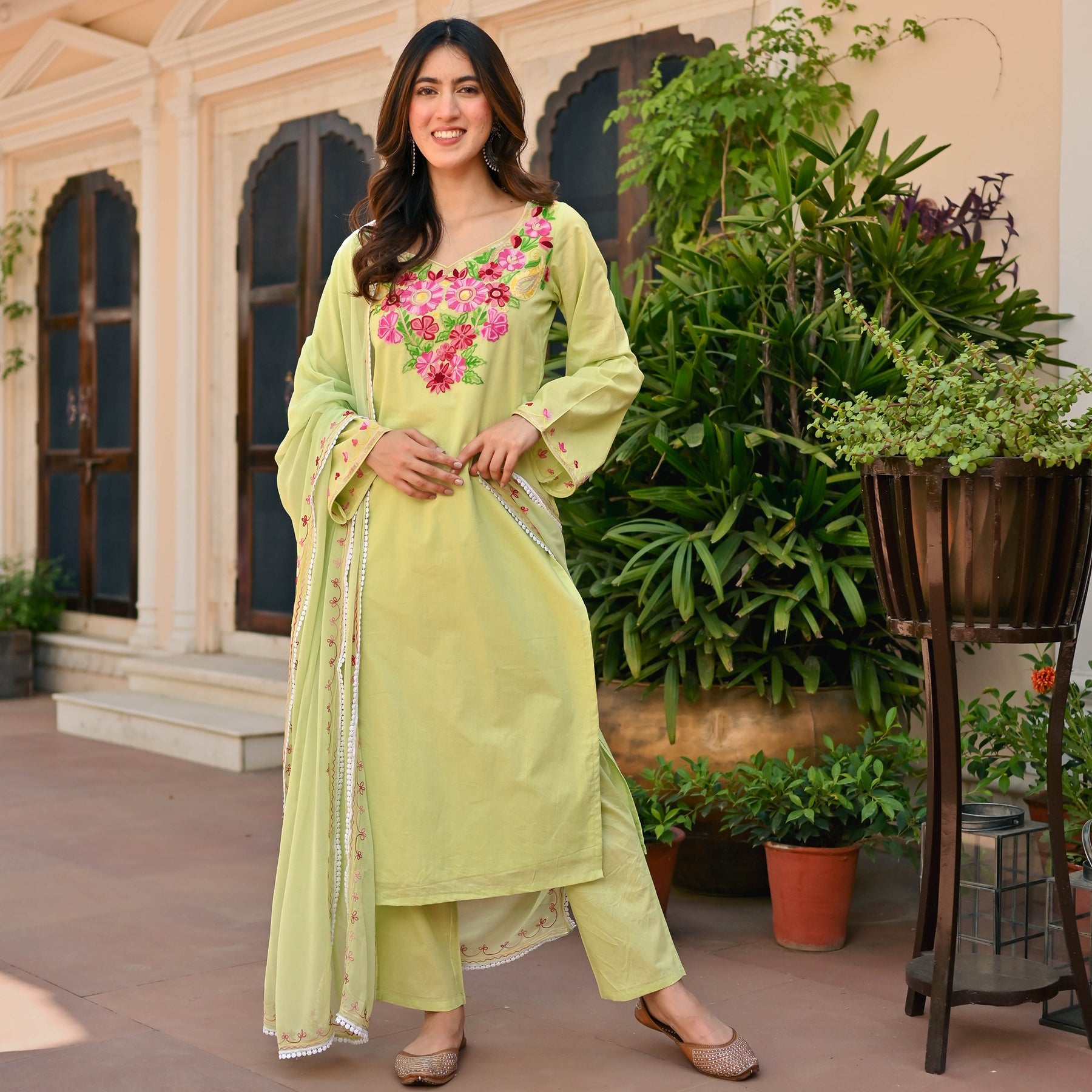 Light Green Aari Kurta Set