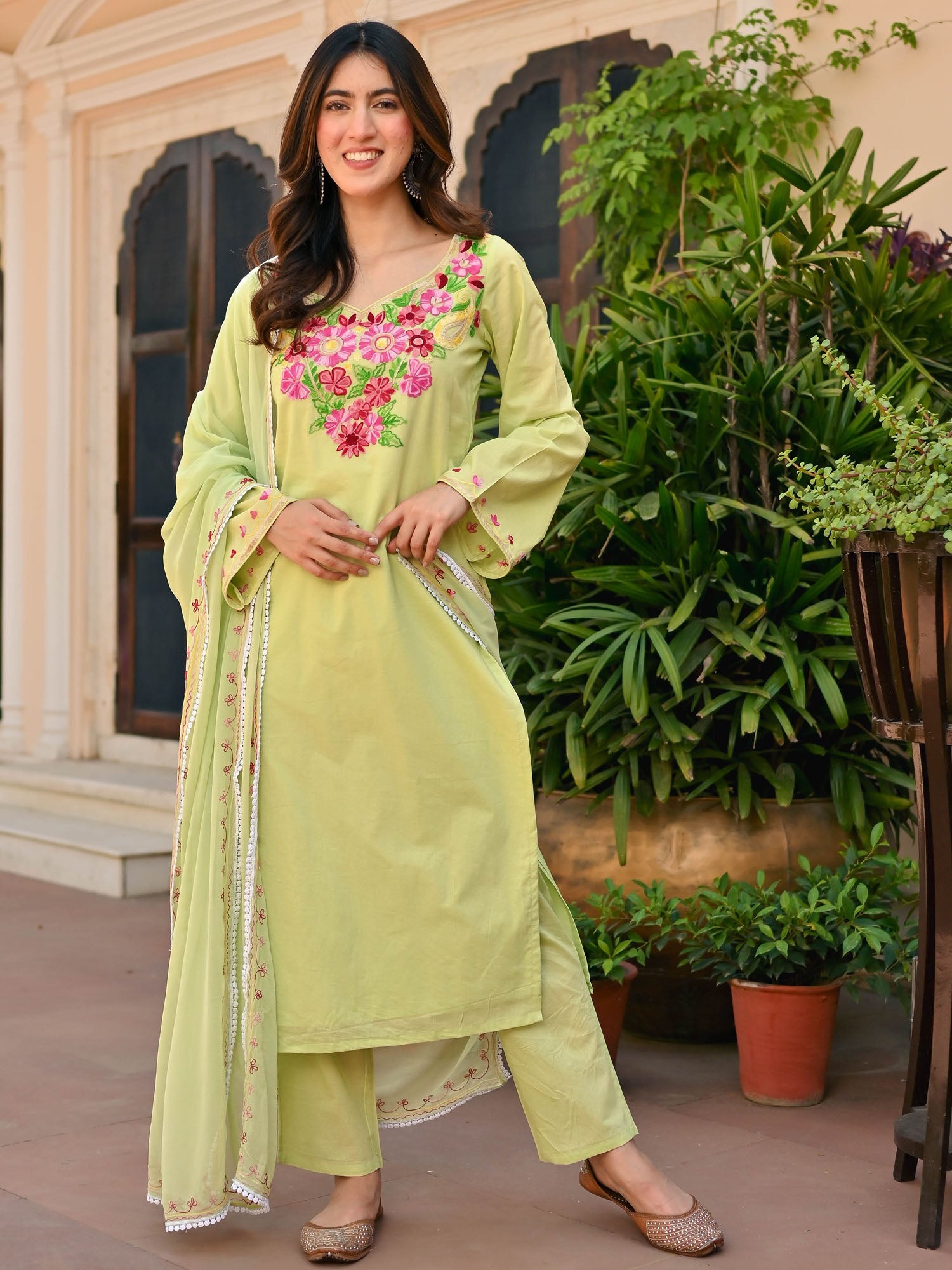 Light Green Aari Kurta Set