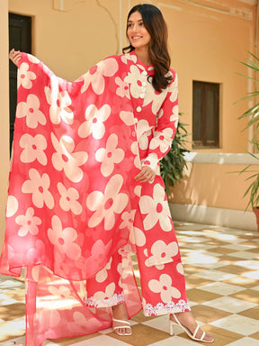 Rani Pink Printed Cotton Suit Set