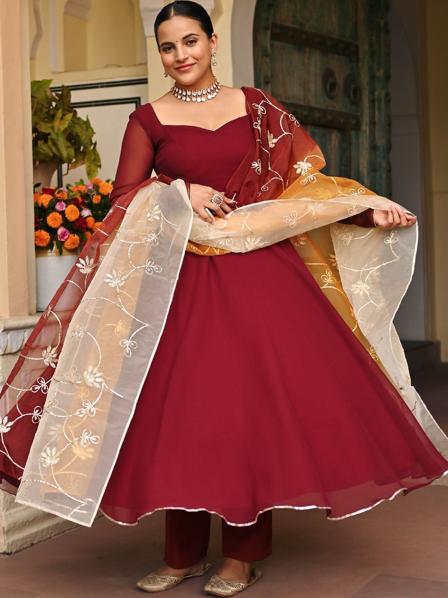 BROWN OMBRE ANARKALI SET