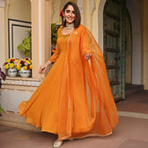 Mustard Yellow Mirror Anarkali Set