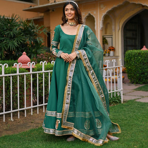 Green Paisley Gota Anarkali Set