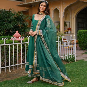 Green Paisley Gota Anarkali Set