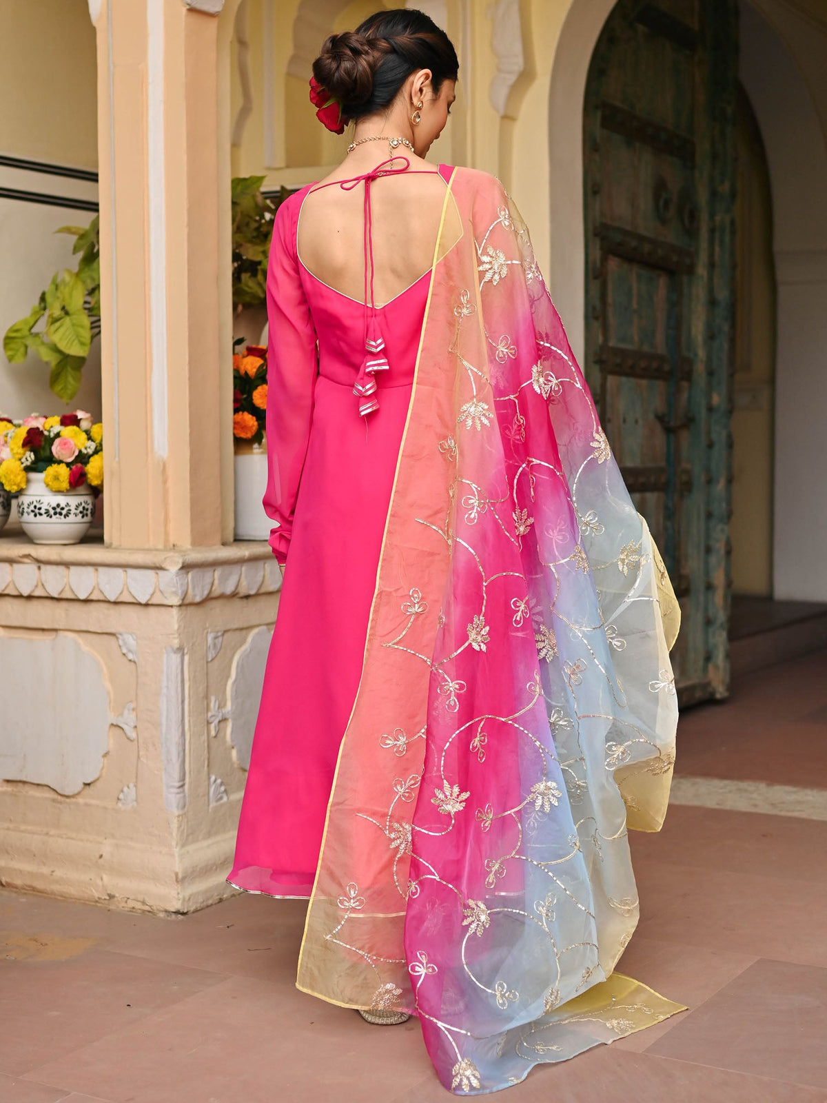 PINK OMBRE ANARKALI SET