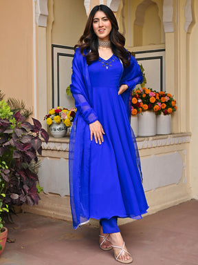 Eletric Blue Mirror Anarkali Set