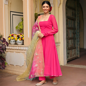 PINK OMBRE ANARKALI SET