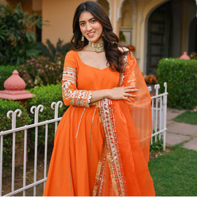 Orange Paisley Gota Anarkali Set