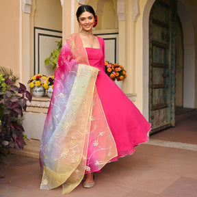 PINK OMBRE ANARKALI SET