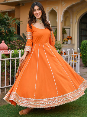 Orange Paisley Gota Anarkali Set