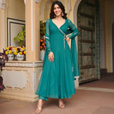 Teal Blue Georgette Angrakhaa Set